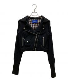 BURBERRY BLUE LABEL（バーバリー ブルー レーベル）の古着「ショート丈ウールライダースジャケット」｜ブラック