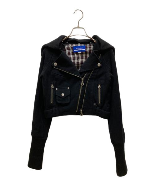 BURBERRY BLUE LABEL（バーバリー ブルー レーベル）BURBERRY BLUE LABEL (バーバリー ブルー レーベル) ショート丈ウールライダースジャケット ブラック サイズ:SIZE 38の古着・服飾アイテム
