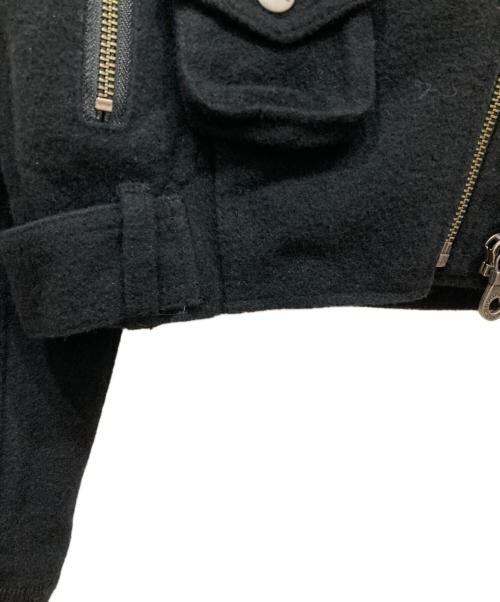 BURBERRY BLUE LABEL（バーバリー ブルー レーベル）BURBERRY BLUE LABEL (バーバリー ブルー レーベル) ショート丈ウールライダースジャケット ブラック サイズ:SIZE 38の古着・服飾アイテム
