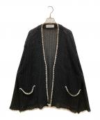 DISCOVEREDディスカバード）の古着「SHELL STITCH MESH KNIT CARDIGAN」｜ブラック×ホワイト