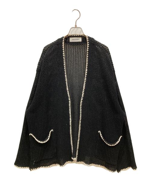 DISCOVERED（ディスカバード）DISCOVERED (ディスカバード) SHELL STITCH MESH KNIT CARDIGAN ブラック×ホワイト サイズ:SIZE 3の古着・服飾アイテム