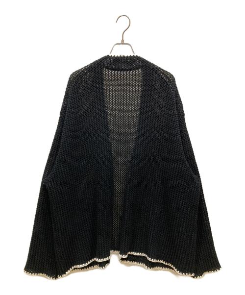 DISCOVERED（ディスカバード）DISCOVERED (ディスカバード) SHELL STITCH MESH KNIT CARDIGAN ブラック×ホワイト サイズ:SIZE 3の古着・服飾アイテム