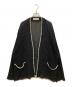 DISCOVERED（ディスカバード）の古着「SHELL STITCH MESH KNIT CARDIGAN」｜ブラック×ホワイト