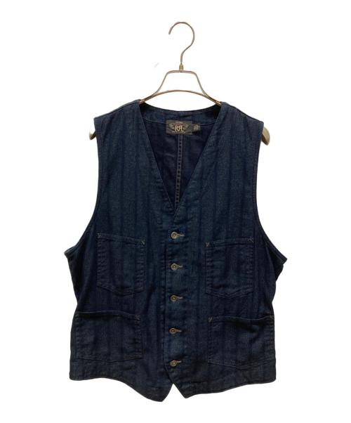 RRL（ダブルアールエル）RRL (ダブルアールエル) インディゴ ストライプベスト インディゴ サイズ:SIZE Mの古着・服飾アイテム