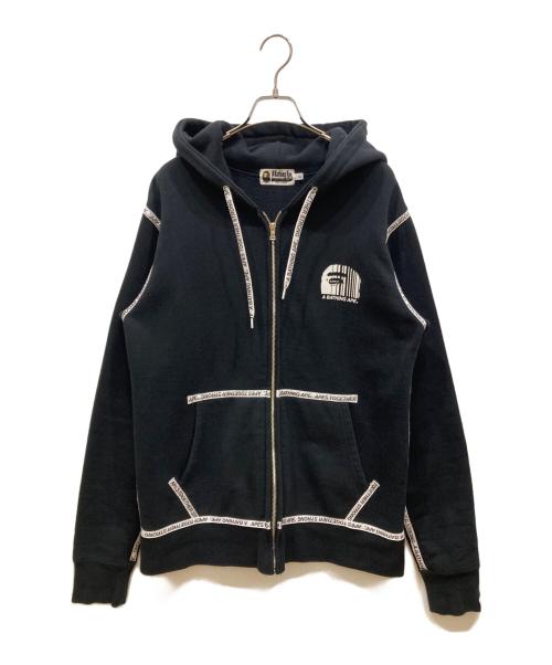 A BATHING APE（アベイシングエイプ）A BATHING APE (アベイシングエイプ) プリントジップパーカー ブラック サイズ:SIZE XLの古着・服飾アイテム