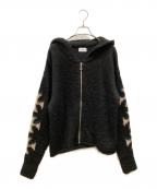 askyurselfアスクユアセルフ）の古着「BRUSHED CROSS ZIP KNIT HOODIE」｜ブラック