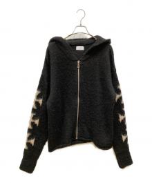 askyurself（アスクユアセルフ）の古着「BRUSHED CROSS ZIP KNIT HOODIE」｜ブラック