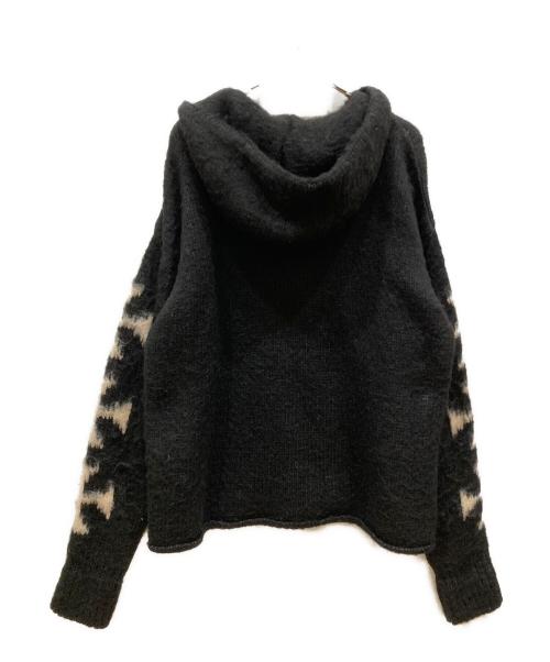 askyurself（アスクユアセルフ）ASKYURSELF (アスクユアセルフ) BRUSHED CROSS ZIP KNIT HOODIE ブラック サイズ:SIZE Mの古着・服飾アイテム