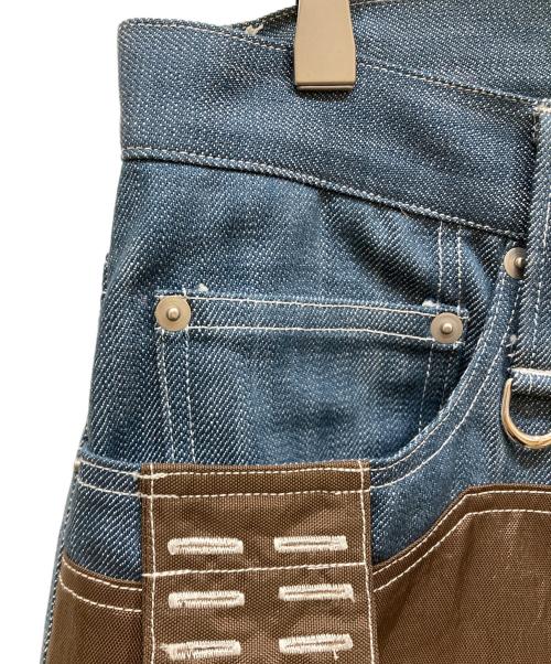 flap berry（フラップベリー）Flap Berry (フラップベリー) 鷹狩切替ワークパンツ インディゴ×ブラウン サイズ:SIZE 36の古着・服飾アイテム