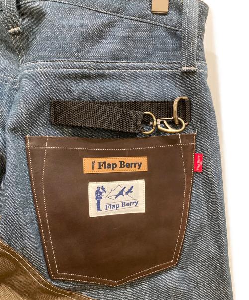flap berry（フラップベリー）Flap Berry (フラップベリー) 鷹狩切替ワークパンツ インディゴ×ブラウン サイズ:SIZE 36の古着・服飾アイテム
