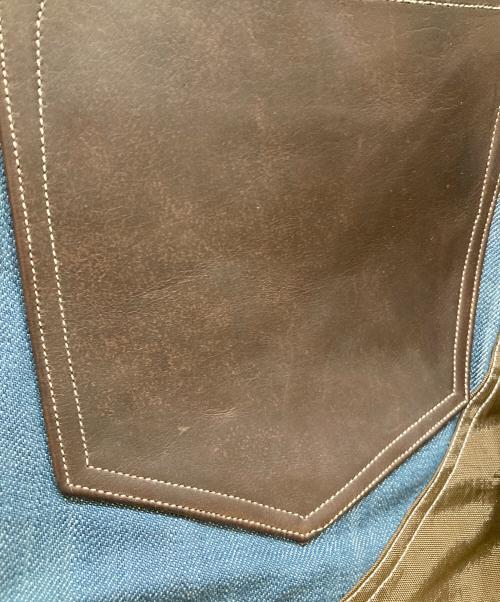 flap berry（フラップベリー）Flap Berry (フラップベリー) 鷹狩切替ワークパンツ インディゴ×ブラウン サイズ:SIZE 36の古着・服飾アイテム