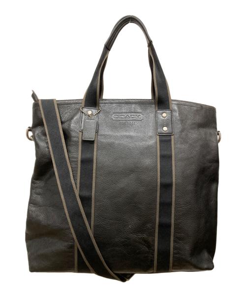 COACH（コーチ）COACH (コーチ) Heritage Web Leather Utility Tote ブラックの古着・服飾アイテム