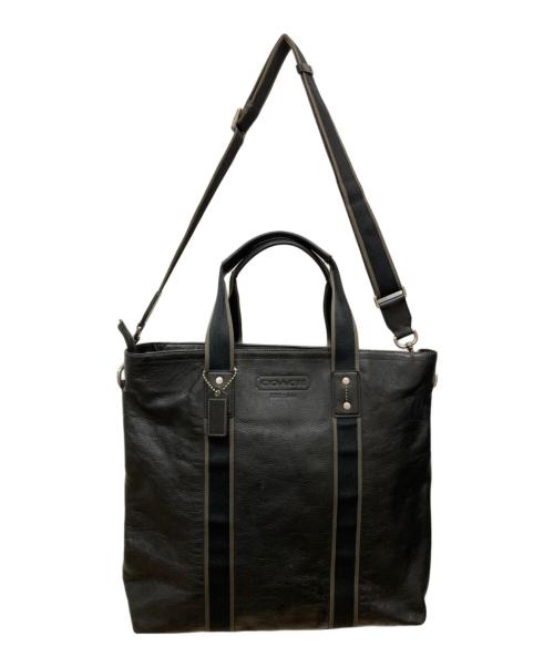 COACH（コーチ）COACH (コーチ) Heritage Web Leather Utility Tote ブラックの古着・服飾アイテム