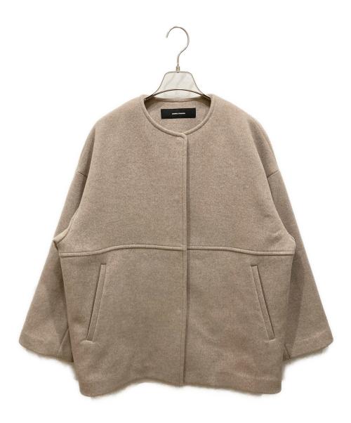 JOURNAL STANDARD（ジャーナルスタンダード）JOURNAL STANDARD (ジャーナルスタンダード) スーパー140ビーバーノーカラーショートコート ベージュ サイズ:38の古着・服飾アイテム