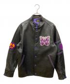 Needlesニードルズ）の古着「LETTERMAN JACKET COWHIDE LTHR」｜ブラック