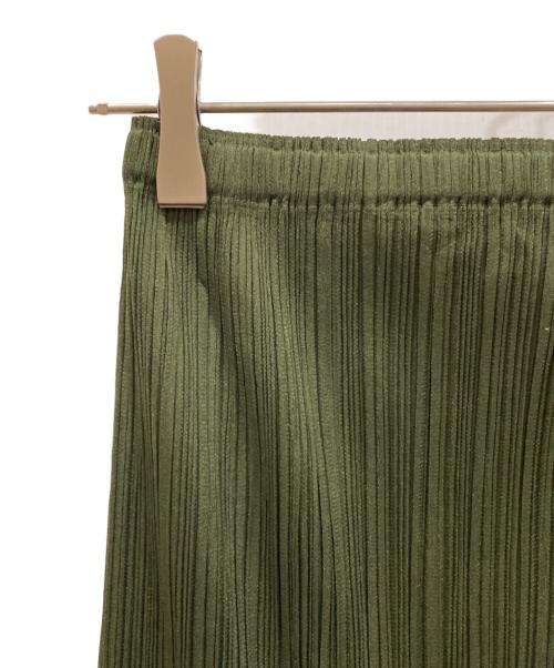PLEATS PLEASE（プリーツプリーズ）PLEATS PLEASE (プリーツプリーズ) プリーツフリンジロングスカート カーキ サイズ:SIZE 4の古着・服飾アイテム