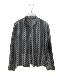 ISSEY MIYAKE（イッセイミヤケ）の古着「総柄プリーツジャケット」｜ブラック