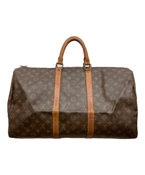 LOUIS VUITTON（ルイ ヴィトン）LOUIS VUITTON (ルイ ヴィトン) ボストンバッグ　モノグラム　キーポル55 ブラウン×オレンジの古着・服飾アイテム