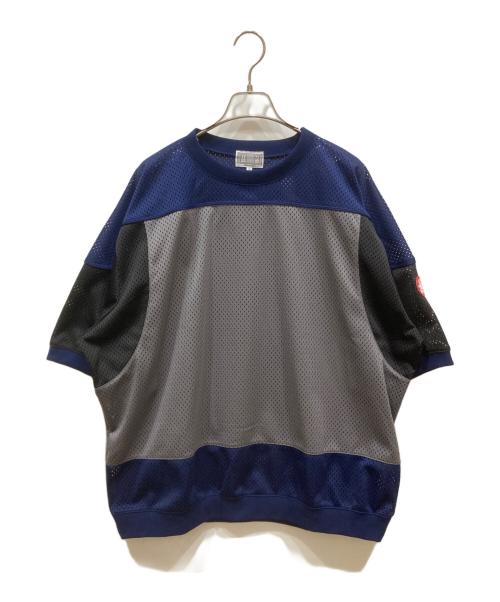 C.E（シーイー）C.E (シーイー) MD Temporal Distortion MESH SS TOP ネイビー×グレー サイズ:SIZE Lの古着・服飾アイテム
