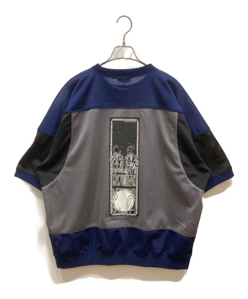 C.E（シーイー）C.E (シーイー) MD Temporal Distortion MESH SS TOP ネイビー×グレー サイズ:SIZE Lの古着・服飾アイテム