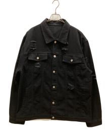M.U.L（エムユーエル）の古着「ダメージ加工ブラックデニムジャケット」｜ブラック