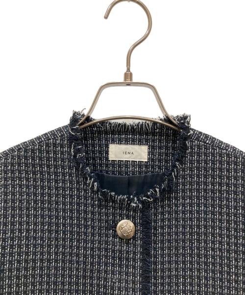 IENA（イエナ）IENA (イエナ) ＆NAVYノーカラーツィード ジャケット ネイビー サイズ:SIZE 38の古着・服飾アイテム