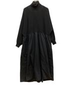 BEARDSLEYビアズリー）の古着「ニットコンビギャザーワンピース」｜ブラック