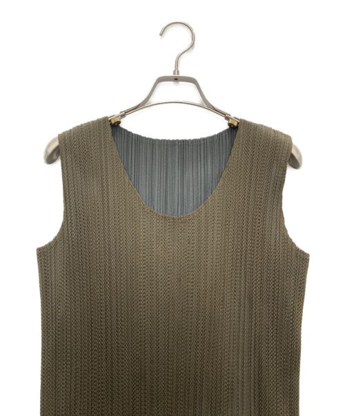PLEATS PLEASE（プリーツプリーズ）PLEATS PLEASE (プリーツプリーズ) プリーツワンピース オリーブ サイズ:2の古着・服飾アイテム