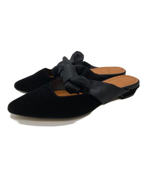 OHGA（オオガ）OHGA (オオガ) リボンミュール/ベロアミュール/サンダル ブラック サイズ:Mの古着・服飾アイテム