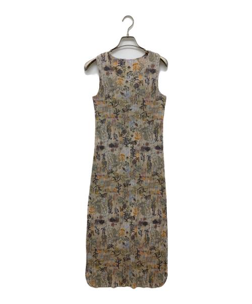 PLEATS PLEASE（プリーツプリーズ）PLEATS PLEASE (プリーツプリーズ) プリーツノースリーブワンピース/Nathalie Lete/PP91-JH822 ベージュ サイズ:3の古着・服飾アイテム