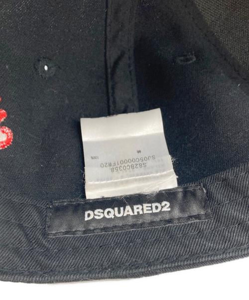 DSQUARED2（ディースクエアード）DSQUARED2 (ディースクエアード) ダメージ加工ベースボールキャップ ブラックの古着・服飾アイテム