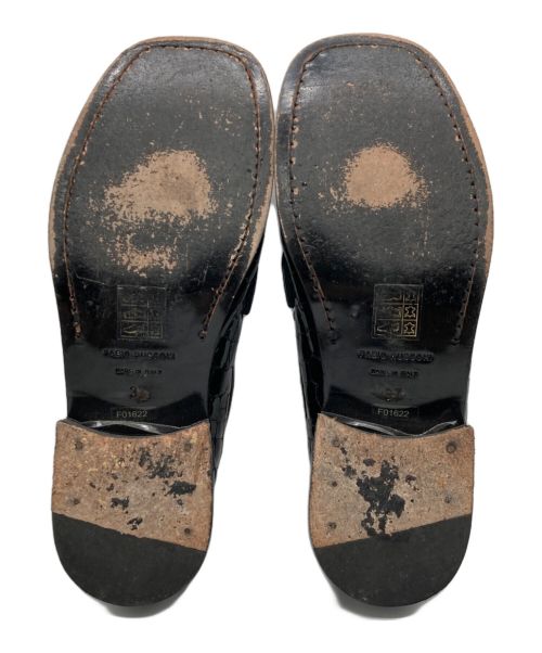 FABIO RUSCONI（ファビオルスコーニ）FABIO RUSCONI (ファビオルスコーニ) スクエアトウクロコエナメルローファー ブラック サイズ:37の古着・服飾アイテム