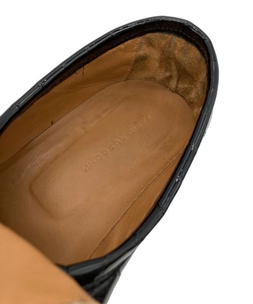 FABIO RUSCONI（ファビオルスコーニ）FABIO RUSCONI (ファビオルスコーニ) スクエアトウクロコエナメルローファー ブラック サイズ:37の古着・服飾アイテム