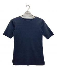 beautiful people（ビューティフルピープル）の古着「リネンブレンドデザインノースリーブニット/121520005」｜ネイビー