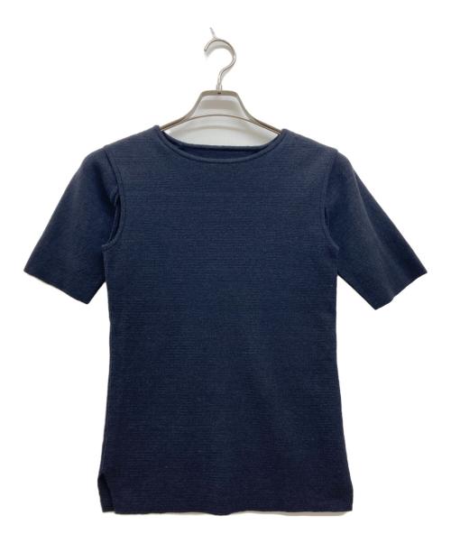 beautiful people（ビューティフルピープル）beautiful people (ビューティフルピープル) リネンブレンドデザインノースリーブニット/121520005 ネイビー サイズ:38の古着・服飾アイテム