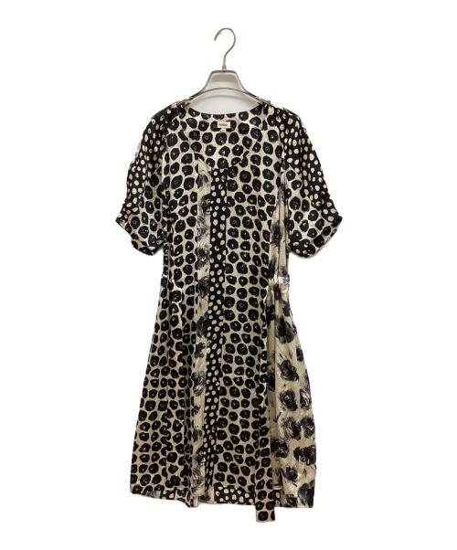 KENZO（ケンゾー）KENZO (ケンゾー) シルクワンピース/総柄ワンピース ブラック×ベージュ サイズ:38の古着・服飾アイテム
