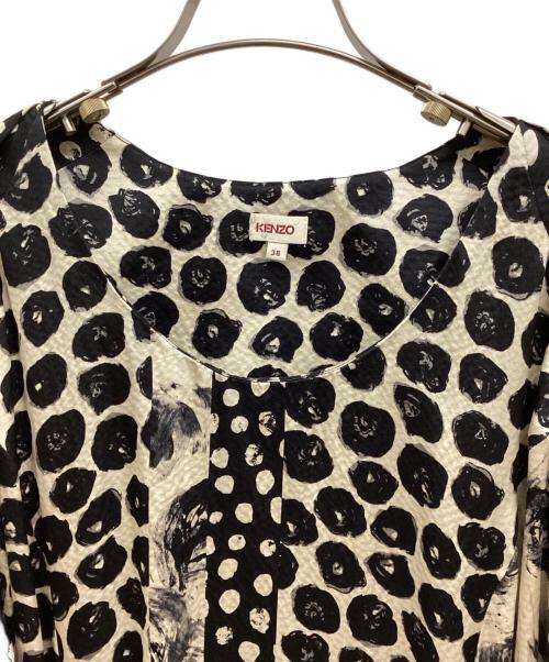 KENZO（ケンゾー）KENZO (ケンゾー) シルクワンピース/総柄ワンピース ブラック×ベージュ サイズ:38の古着・服飾アイテム