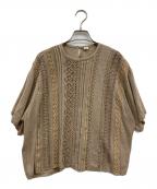 45Rフォーティファイブ・アール）の古着「レースdeニットソーTシャツ/レース/Tシャツ」｜ベージュ