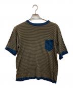 SDL45Rフォーティファイブ）の古着「半袖ニット/ボーダーニット/ニットＴシャツ/ボーダーカットソー」｜ブラウン