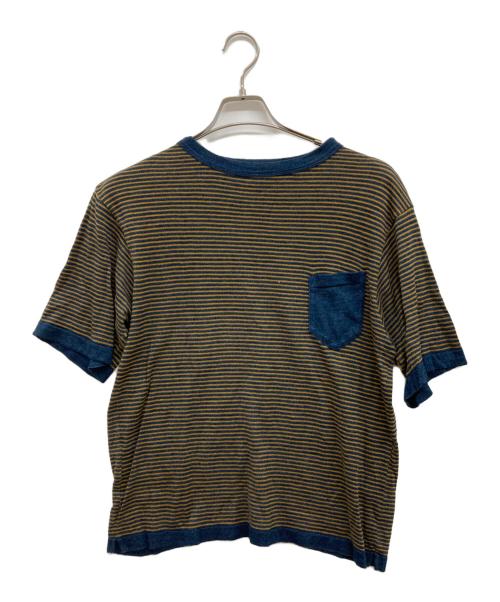 SDL45R（フォーティファイブ）sdl45r (フォーティファイブ) 半袖ニット/ボーダーニット/ニットＴシャツ/ボーダーカットソー ブラウン サイズ:FREEの古着・服飾アイテム