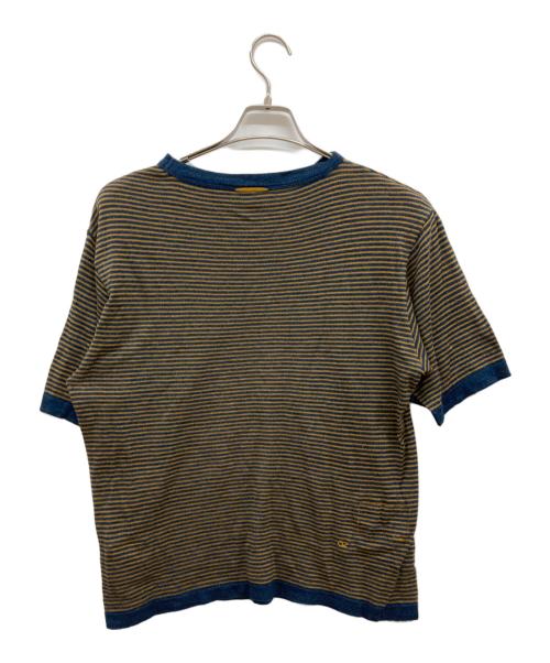 SDL45R（フォーティファイブ）sdl45r (フォーティファイブ) 半袖ニット/ボーダーニット/ニットＴシャツ/ボーダーカットソー ブラウン サイズ:FREEの古着・服飾アイテム