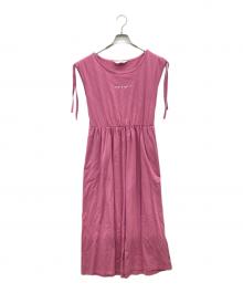 To b. by agnes b.（トゥービー バイ アニエスベー）の古着「ロゴノースリーブカットソーワンピース」｜ピンク