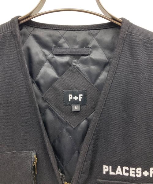 PLACES+FACES（プレイセス＋フェイセス）PLACES+FACES (プレイセス＋フェイセス) フィッシングベスト ブラック サイズ:Mの古着・服飾アイテム