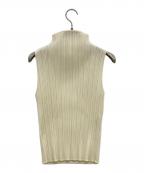 PLEATS PLEASEプリーツプリーズ）の古着「ノースリーブカットソー/プリーツカットソー/プリーツノースリーブカットソー/pp05-JK006」｜ベージュ