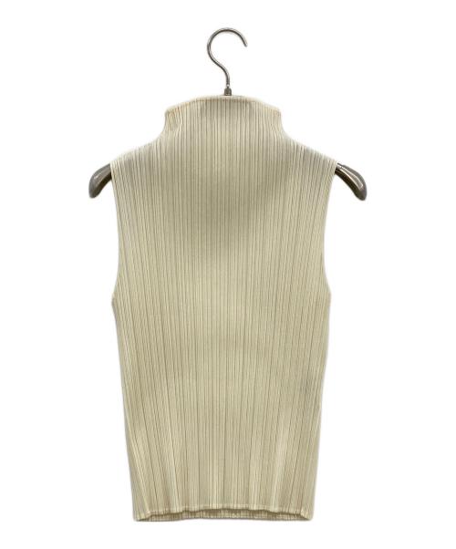 PLEATS PLEASE（プリーツプリーズ）PLEATS PLEASE (プリーツプリーズ) ノースリーブカットソー/プリーツカットソー/プリーツノースリーブカットソー/pp05-JK006 ベージュ サイズ:3の古着・服飾アイテム