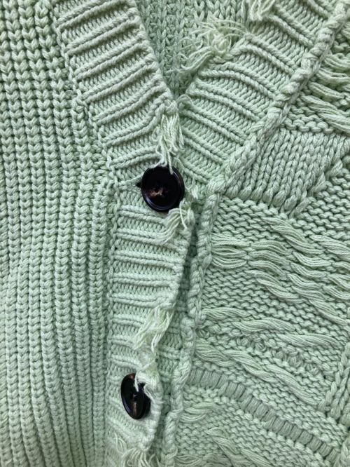 PERVERZE（パーバーズ）PERVERZE (パーバーズ) ダメージ加工ニットカーディガン グリーン サイズ:Fの古着・服飾アイテム