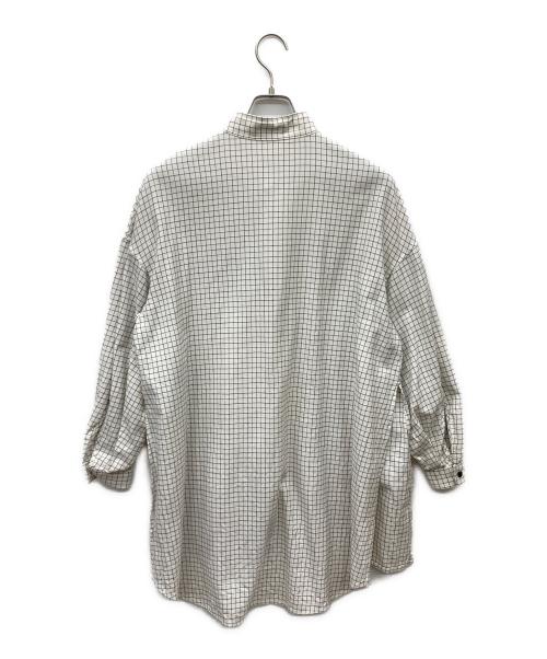 THE RERACS（ザ リラクス）THE RERACS (ザ リラクス) ロングチェックシャツ ホワイト サイズ:36の古着・服飾アイテム