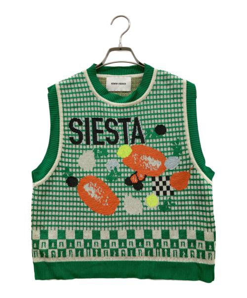 Henrik Vibskov（ヘンリック ヴィブスコフ）Henrik Vibskov (ヘンリック ヴィブスコフ) ニットベスト/SIESTA/SS23key-F704 グリーン サイズ:Ⅿの古着・服飾アイテム
