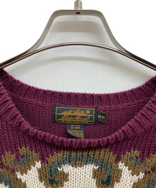 Eddie Bauer（エディーバウアー）Eddie Bauer (エディーバウアー) コットンニット/薔薇/バラ/黒タグ レッド サイズ:Mの古着・服飾アイテム