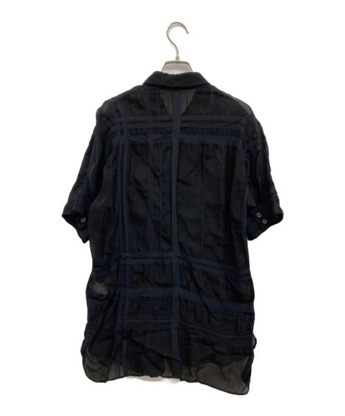Y's（ワイズ）Y's (ワイズ) 半袖レーヨンシャツ/シアーチェックシャツ/YZ-B05-208 ブラック サイズ:Sの古着・服飾アイテム